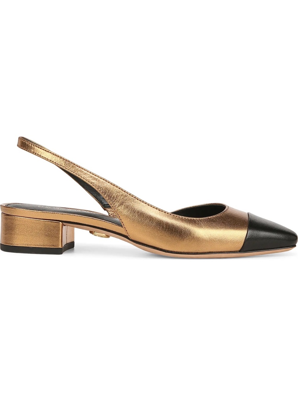 Veronica Beard Metallic Gold and Black Slingback Pumps - Picture 3 of 13